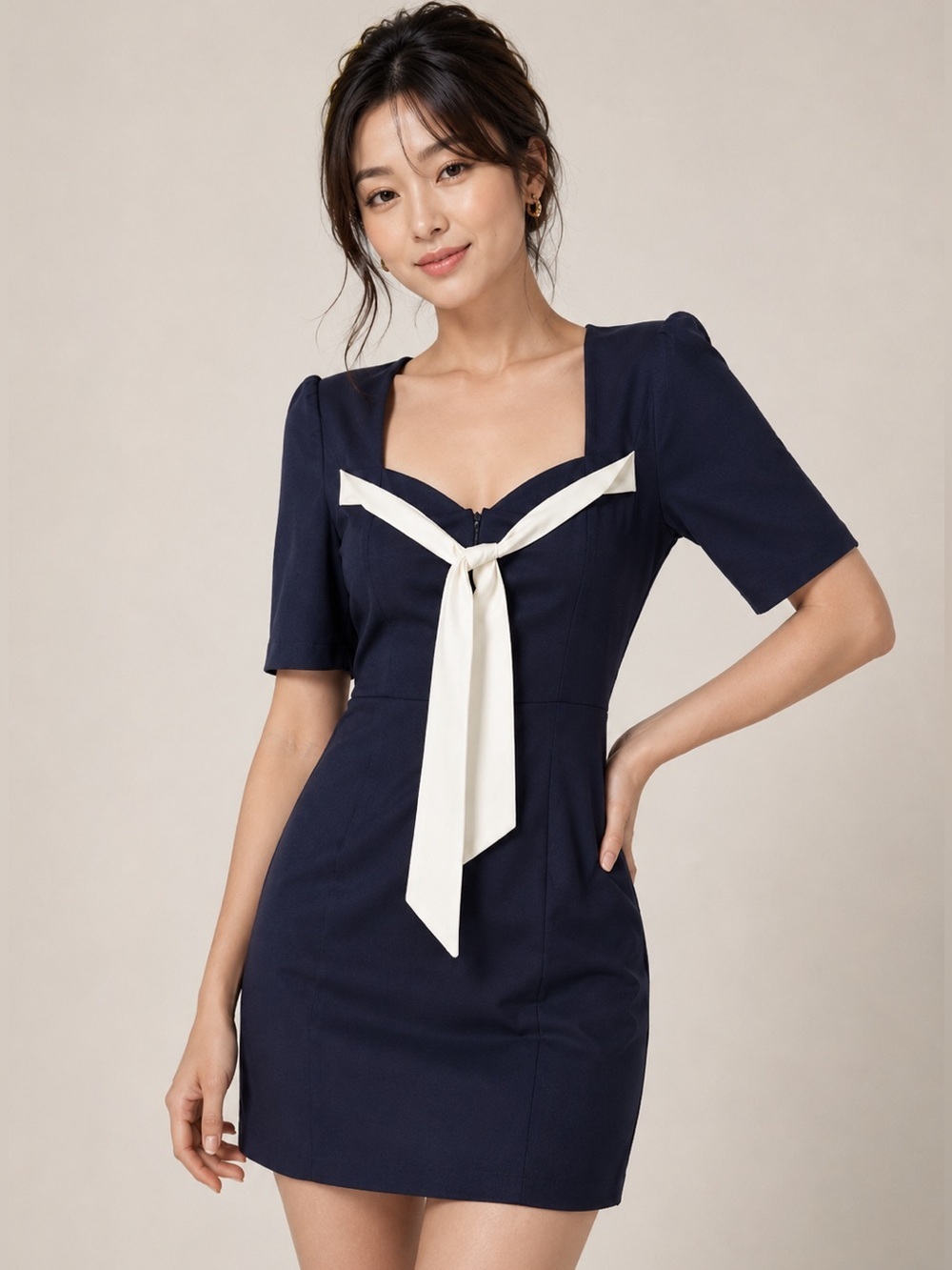 Cider Dress Sailor Nautical‎ Anime Japan Navy Blue Mini Short Bow Size S NWT